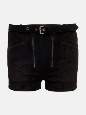 Pantaloni scurți cu talie joasă din piele de căprioară Dodo Bar Or negru