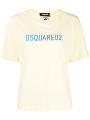 Памучна тениска с принт жълто Dsquared2