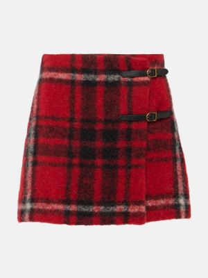 Kostkované mini sukně Polo Ralph Lauren červené