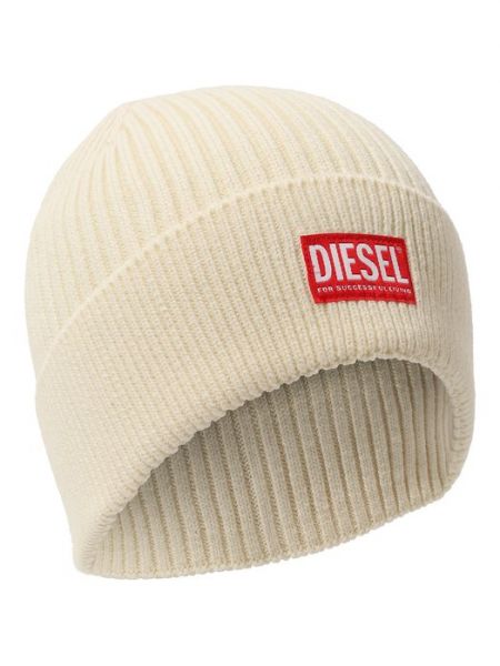 Белая хлопковая шерстяная шапка Diesel