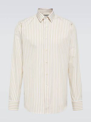 Pruhovaná bavlněná košile Canali béžová