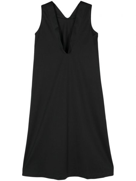 Σατέν μίντι φόρεμα με λαιμόκοψη v Issey Miyake μαύρο