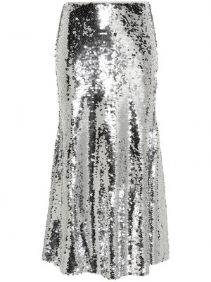 Midi sukně Self-portrait stříbrné