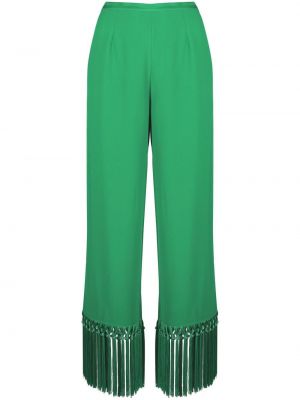 Ravne hlače z obrobami Taller Marmo zelena