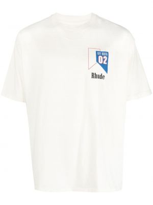 Bavlněné tričko s potiskem Rhude bílé