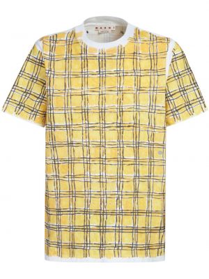 T-shirt en coton à carreaux Marni jaune