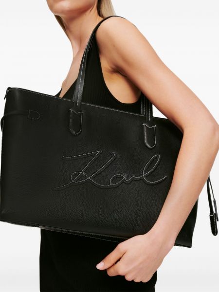 Shopper handtasche mit bernstein Karl Lagerfeld schwarz