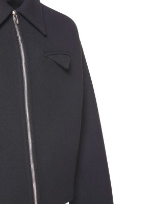 Vlnená bunda na zips Bottega Veneta čierna
