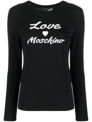T-shirt con stampa a maniche lunghe Love Moschino nero