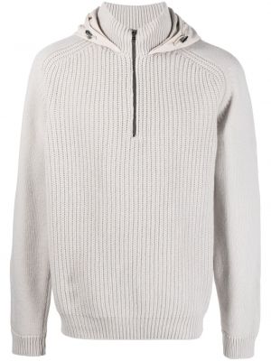 Vlnený sveter s kapucňou Herno sivá