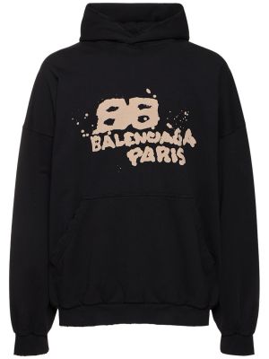 Medvilninis džemperis su gobtuvu Balenciaga juoda