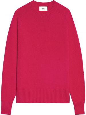 Вълнен пуловер с дълъг ръкав Ami Paris розово