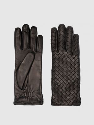 Шкіряні рукавички Bottega Veneta чорні