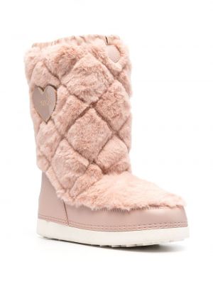 Kotníkové boty s kožíškem Love Moschino růžové