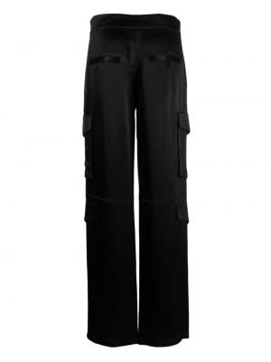 Saténové cargo kalhoty Genny černé