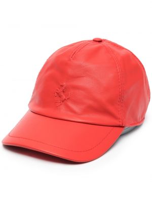 Usnjena kapa s šiltom Ferrari rdeča