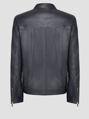 Синяя кожаная куртка Karl Lagerfeld
