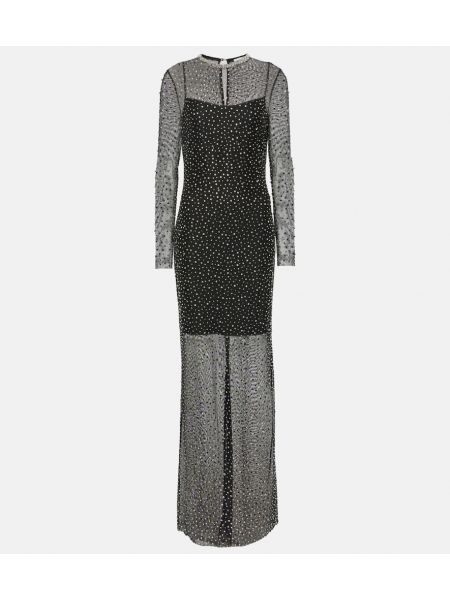 Krištáľové dlouhé šaty Rebecca Vallance čierna