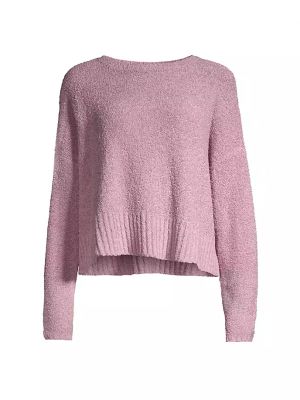 Хлопковый пуловер Eileen Fisher фиолетовый