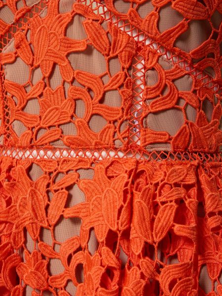 Midi haljina s čipkom Self-portrait narančasta