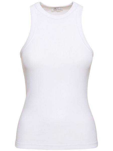 Top de algodón de tela jersey Anine Bing blanco