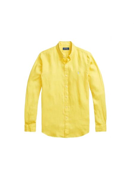 Lniana koszula Ralph Lauren żółta