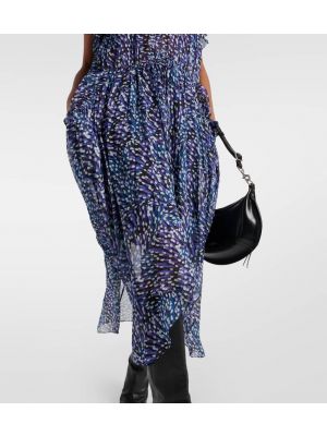 Μίντι φόρεμα με σχέδιο από μουσελίνα Marant Etoile μπλε