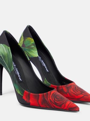 Полуотворени обувки на цветя от джърси Dolce&gabbana черно