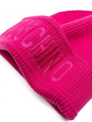 Woll mütze mit stickerei Moschino pink