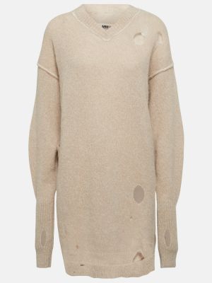 Vestito in lana d'alpaca Mm6 Maison Margiela beige