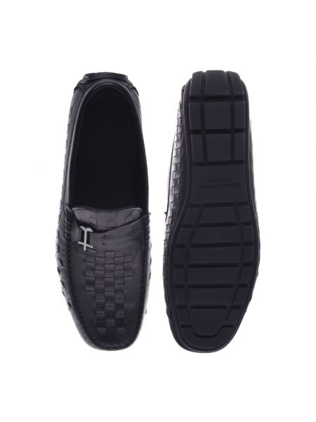 Loafers de cuero con trenzado Baldinini negro