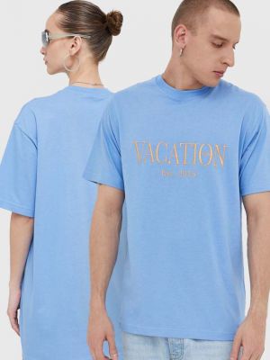 Тениска с дълъг ръкав с апликация On Vacation синьо