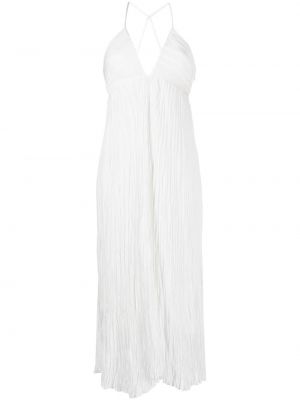 Plisované šaty s výstřihem do v z polyesteru A.l.c. - bílá
