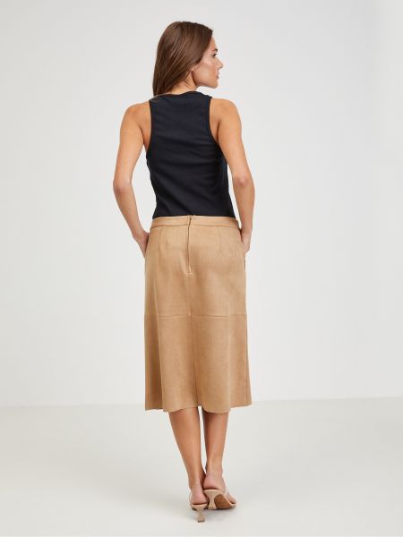 Semišová midi sukňa Orsay hnedá