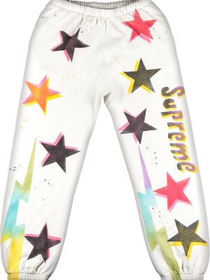 Спортивные штаны со звездочками Supreme белые