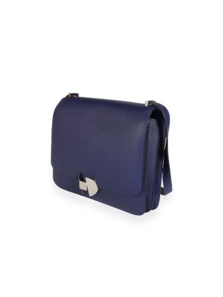 Bolsa de hombro de cuero Hermès Vintage azul