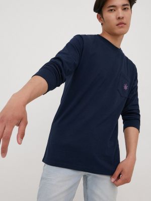 Bavlněné tričko s dlouhým rukávem s dlouhými rukávy s aplikacemi Huf