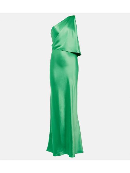Saténové dlouhé šaty Staud zelené