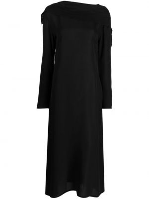 Μεταξωτή μίντι φόρεμα Yohji Yamamoto μαύρο