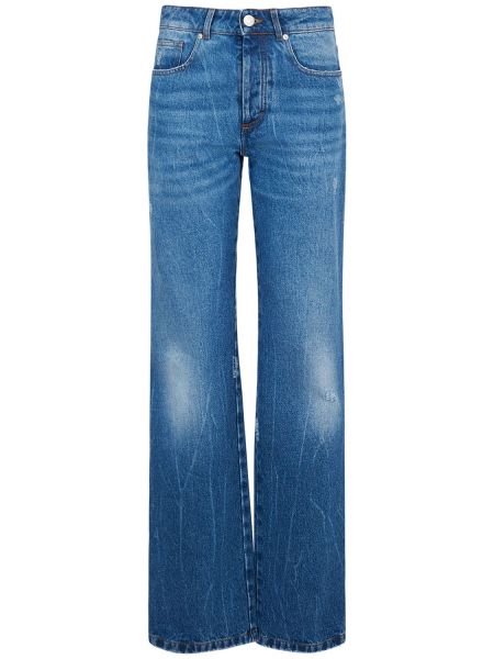 Bomuld højtaljet straight jeans Ami Paris blå