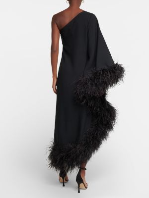 Midi haljina sa perjem Taller Marmo crna