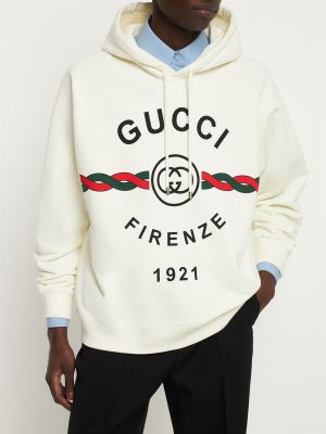 Bluza z kapturem bawełniana Gucci biała