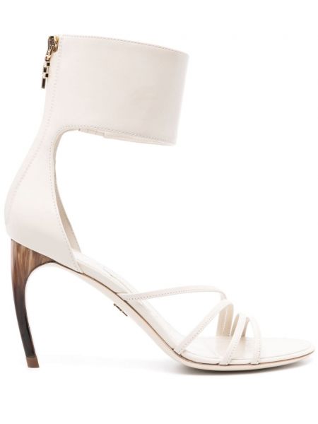 Sandały z paskami skórzane Ferragamo białe