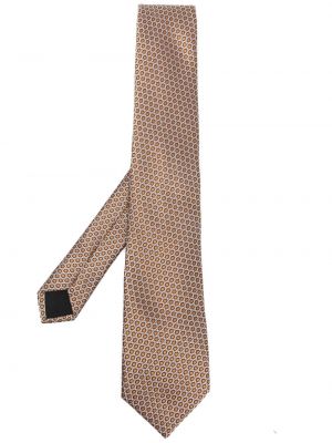 Žakárová hedvábná kravata Lanvin hnědá