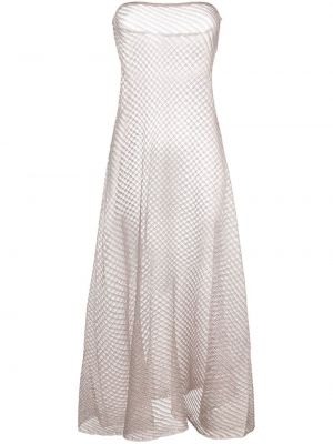 Прозрачна плетена рокля тип риза Isa Boulder сребристо