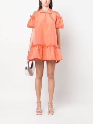 Pikowana sukienka mini z rękawami balonowymi Viktor & Rolf pomarańczowa