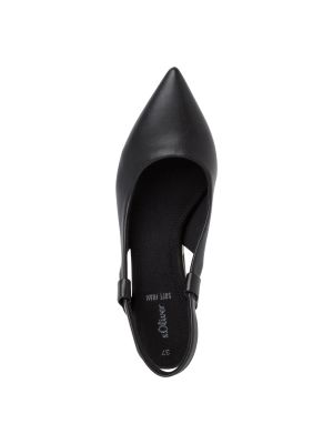 Полуотворени обувки с ток с отворена пета S.oliver черно