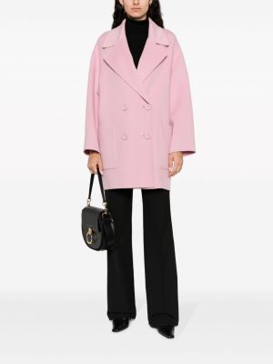 Vlněný kabát Elisabetta Franchi růžový