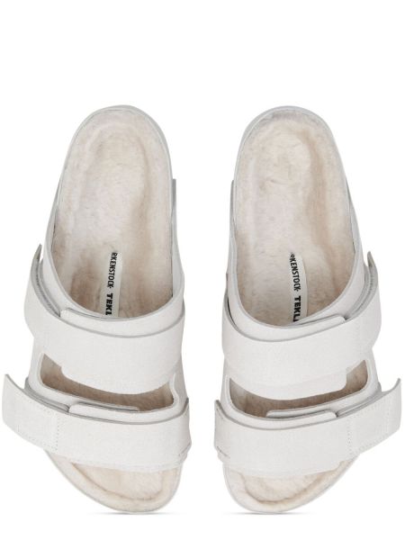 Süet askılı sandalet Birkenstock Tekla beyaz