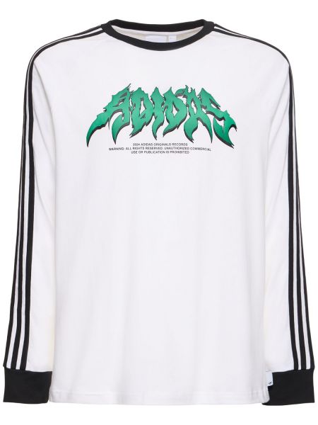 Kokvilnas t-krekls ar garām piedurknēm Adidas Originals balts